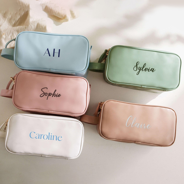 Personalized Leather Embroidered Makeup Bag for Unique & Love | JNSBag72