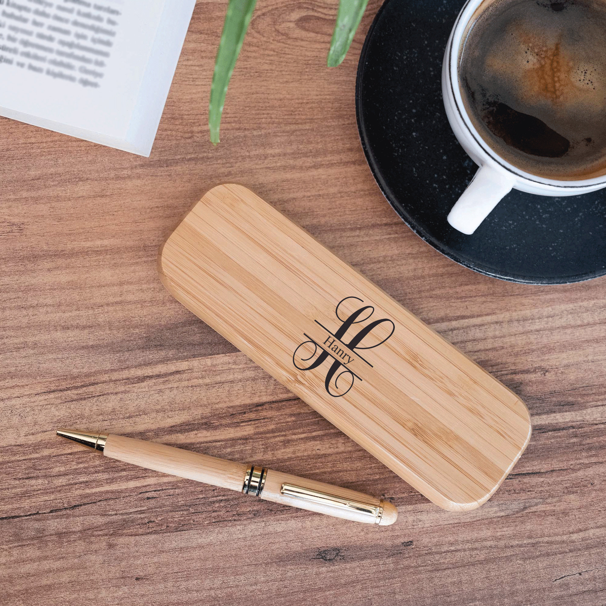 Personalized Monogram Wood Engraved Pen Set | JNSDec94