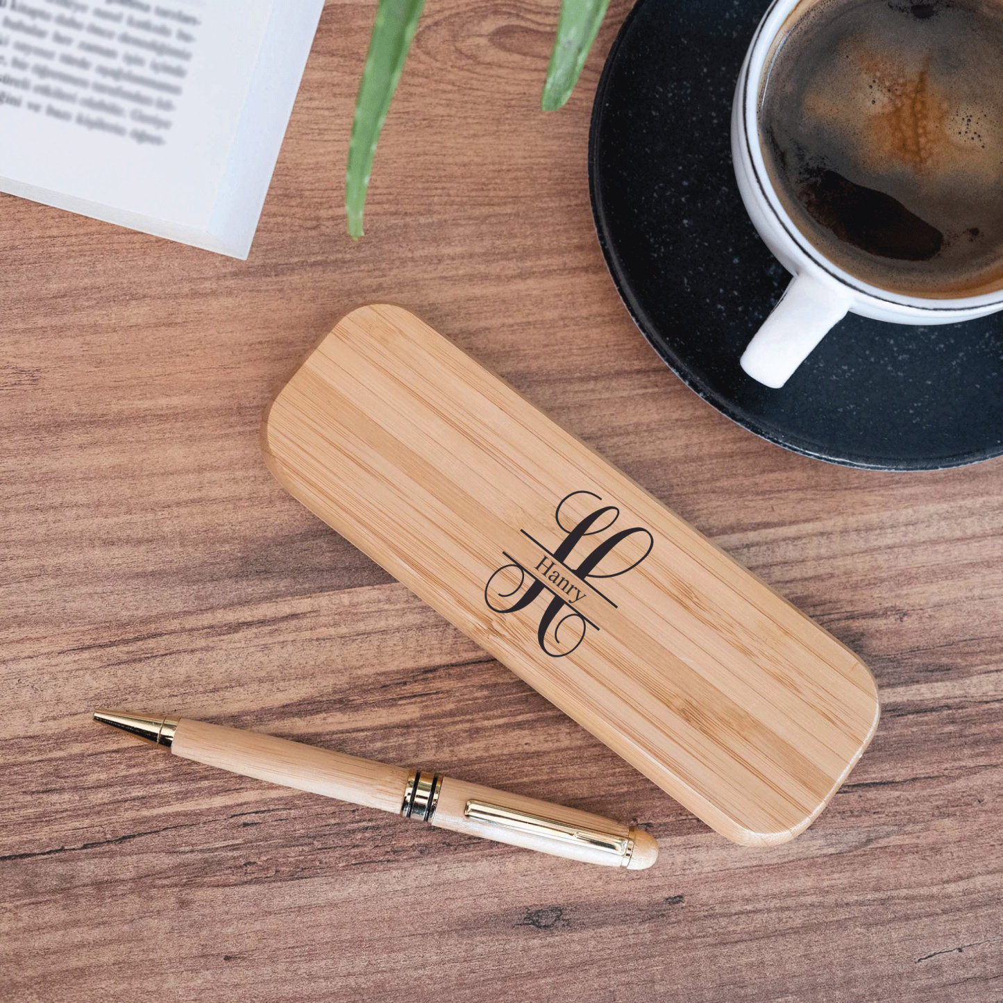 Personalized Monogram Wood Engraved Pen Set | JNSDec94