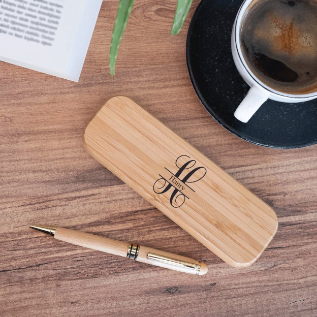 Personalized Monogram Wood Engraved Pen Set | JNSDec94