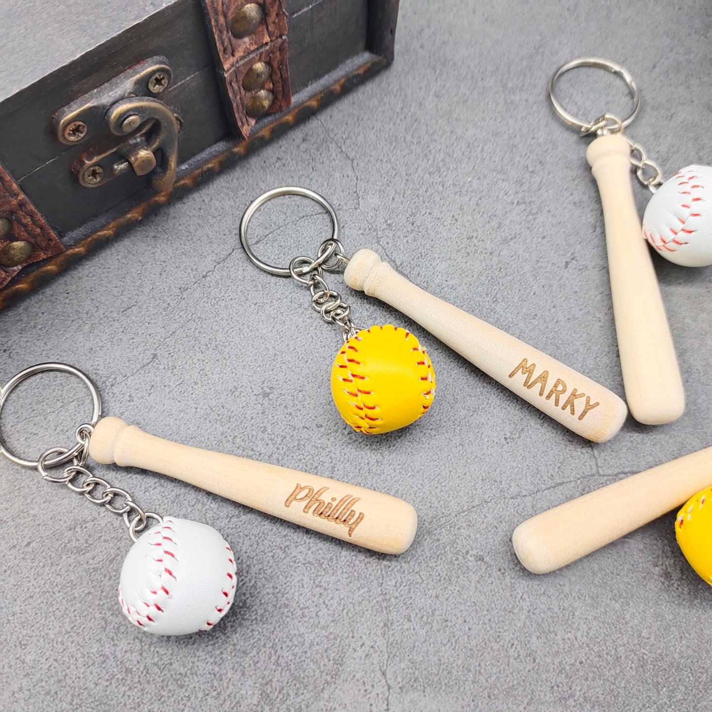 Personalized Name Engraving Baseball Keychains for Unique & Love | JNSDec136