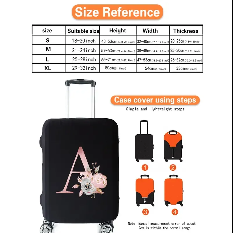 Personalized Travel Luggage Flower Letter Print Elastic Protective Covers for Unique & Love | JNSBag13