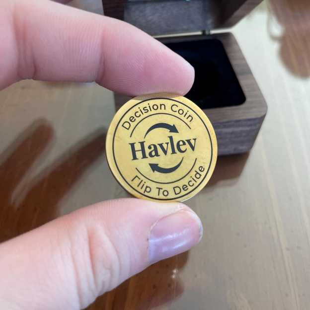 Personalized Engraved Decision Coin with Wooden Box | JNSDec153