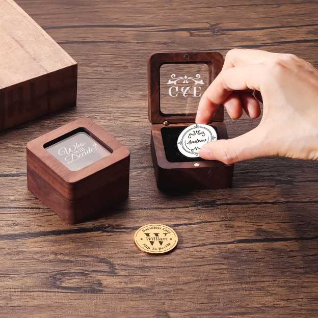 Personalized Engraved Decision Coin with Wooden Box | JNSDec153