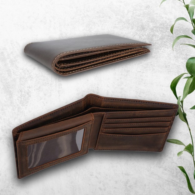 Personalized Fist Bump Dad Kids Name Leather Wallet for Unique & Love | JNSBag91