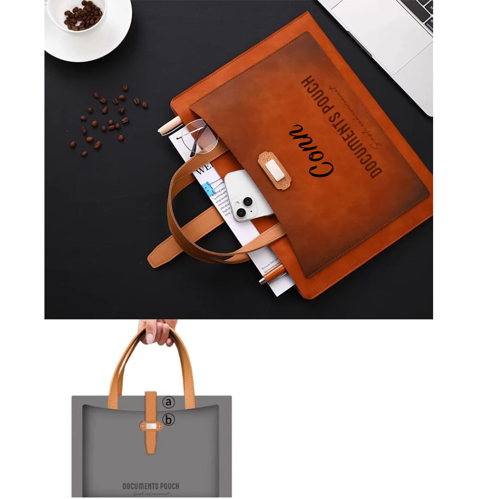Personalized Monogram Leather Document Bag | JNSBag69