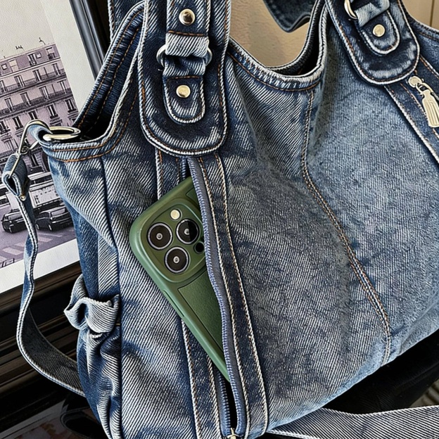 Personalized Hand Embroidered Retro Denim Tote Bag  for Unique & Love | JNSBag144