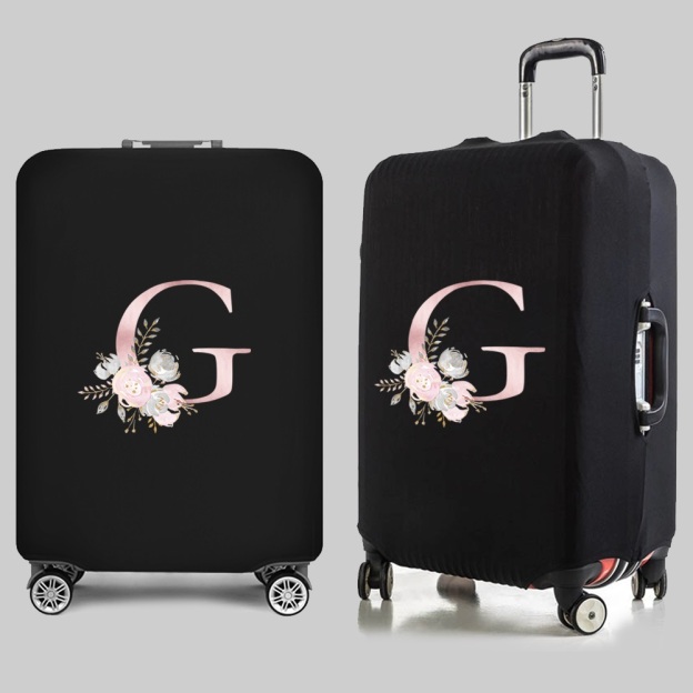 Personalized Travel Luggage Flower Letter Print Elastic Protective Covers for Unique & Love | JNSBag13