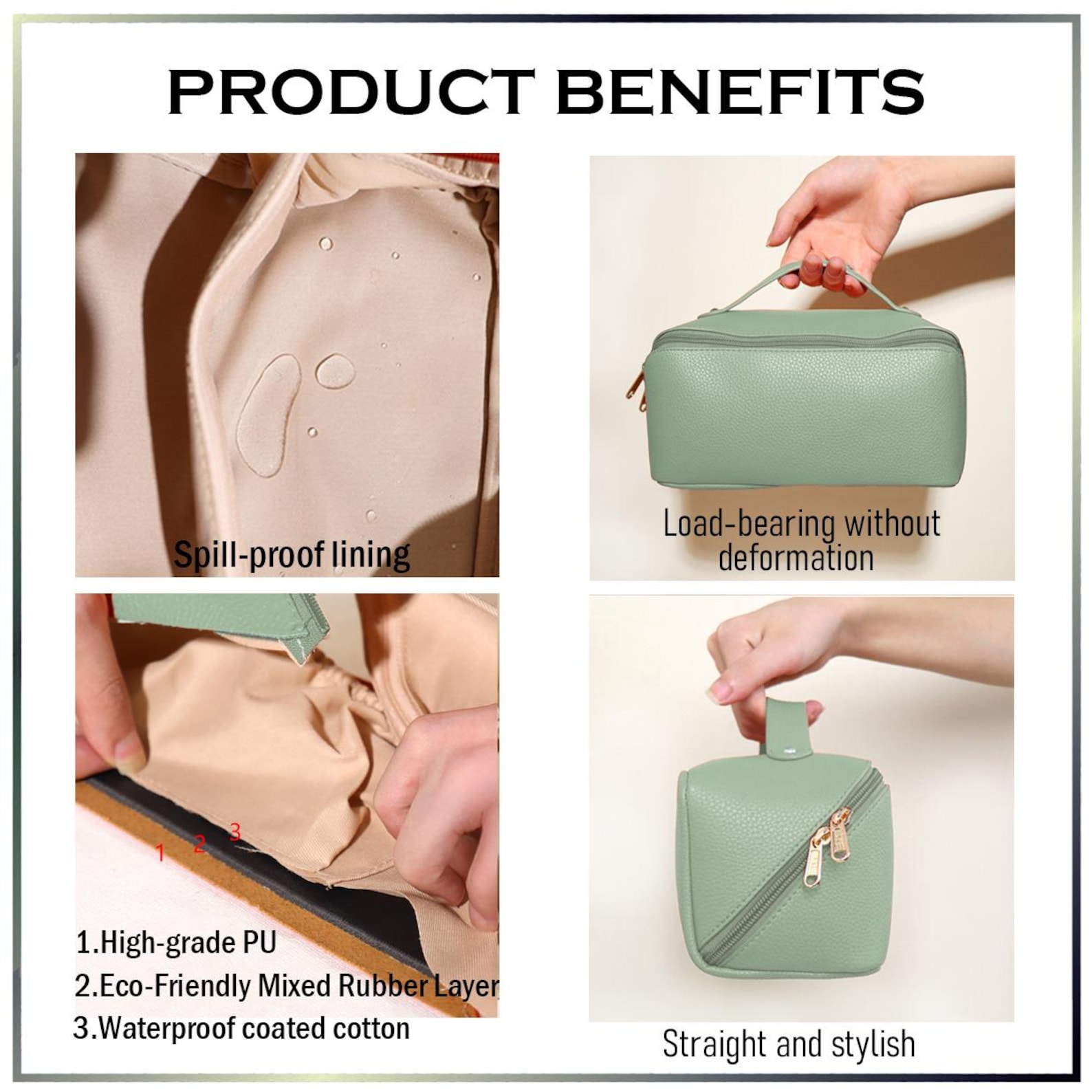 Personalized Embroidered Leather Makeup Bag for Unique & Love | JNSBag85