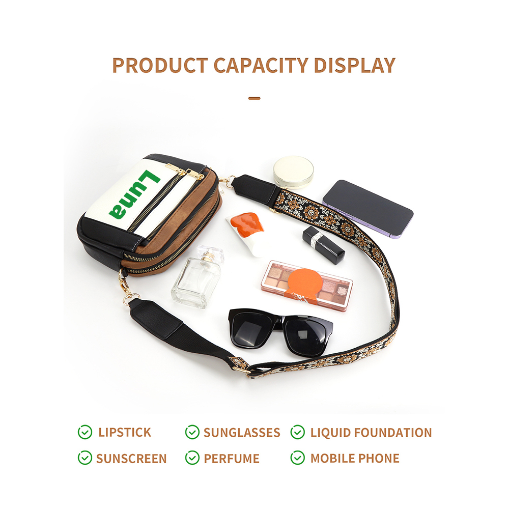 Personalized Name Leather Crossbody Bag with Colorful Straps for Unique & Love | JNSBag73