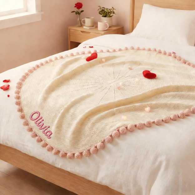 Personalized Embroidered Crochet Rose Bouquet Blanket For Unique & Love | JNSDec201