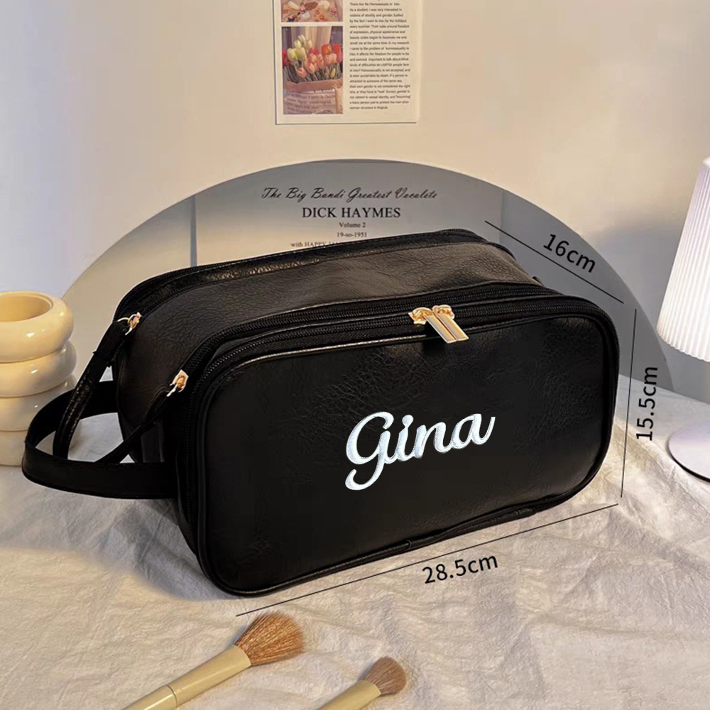 Personalized Leather Embroidered Makeup Bag for Unique & Love | JNSBag72