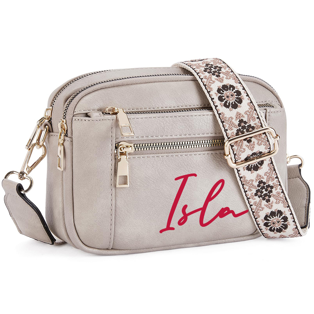 Personalized Name Leather Crossbody Bag with Colorful Straps for Unique & Love | JNSBag73