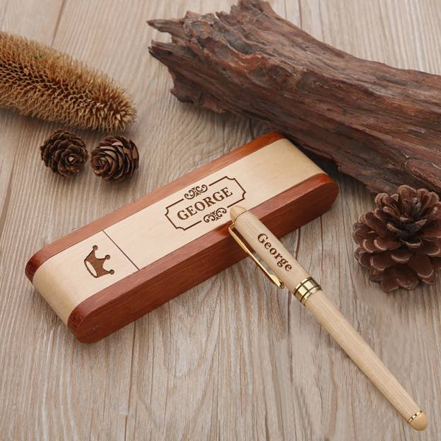 Personalized Engraved Pen with Wooden Box for Unique & Love | JNSDec149
