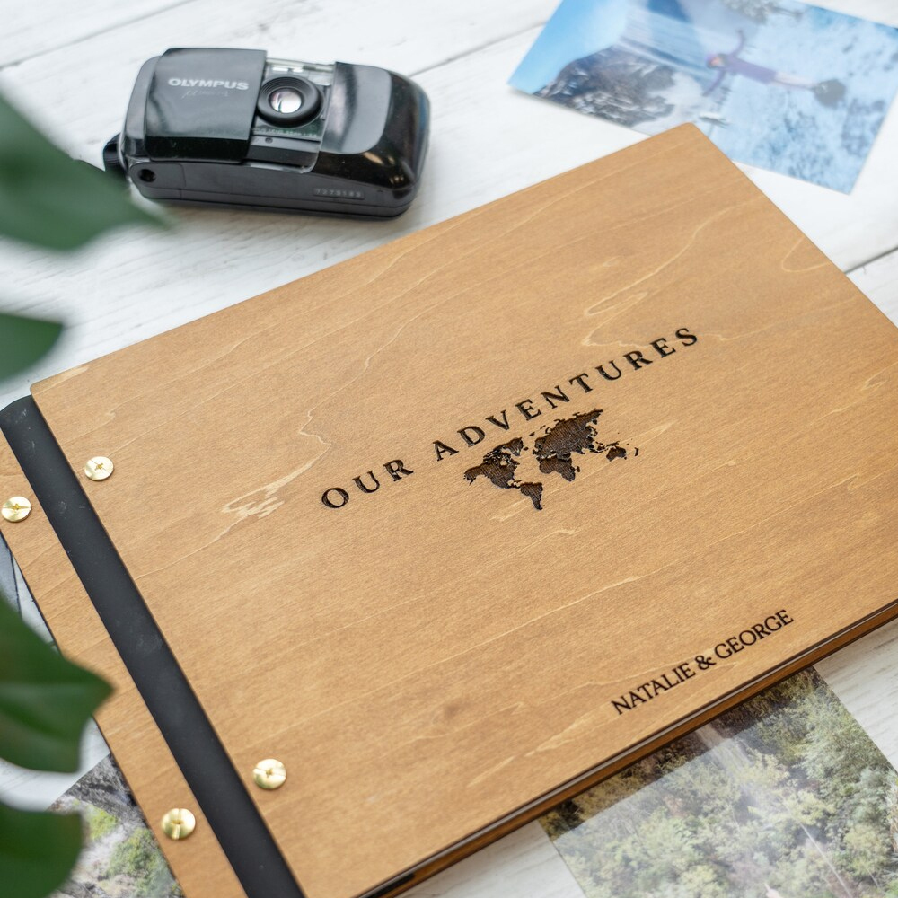 Personalized Wooden Travel Scrapbook Book for Unique & Love | JNSDec160