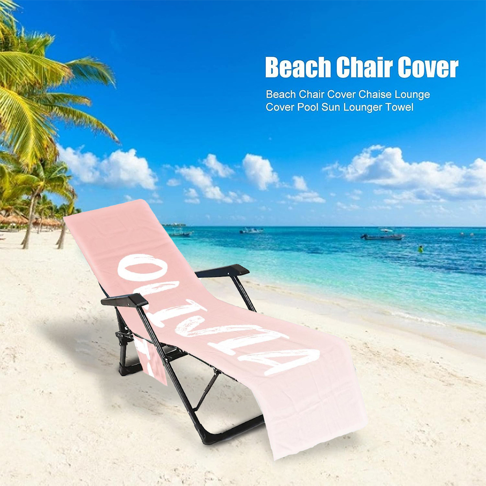 Personalized Name Beach Chair Cover Towel with Side Pockets for Unique & Love | JNSTowel09