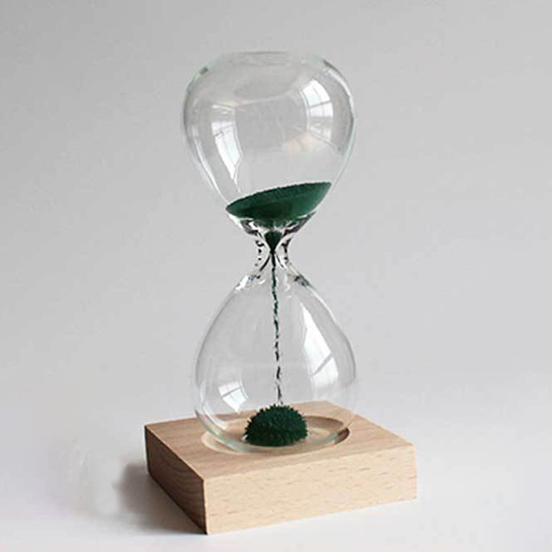Personalized Engraved Magnetic Hourglass with Wooden Base | JNSDec165