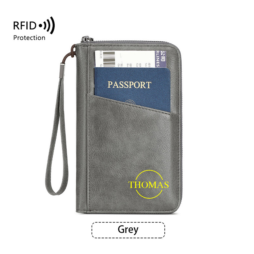 Personalized Leather Family Travel RFID Blocking Passport Wallet Organizer with 5 Passport Holder | JNSCase12