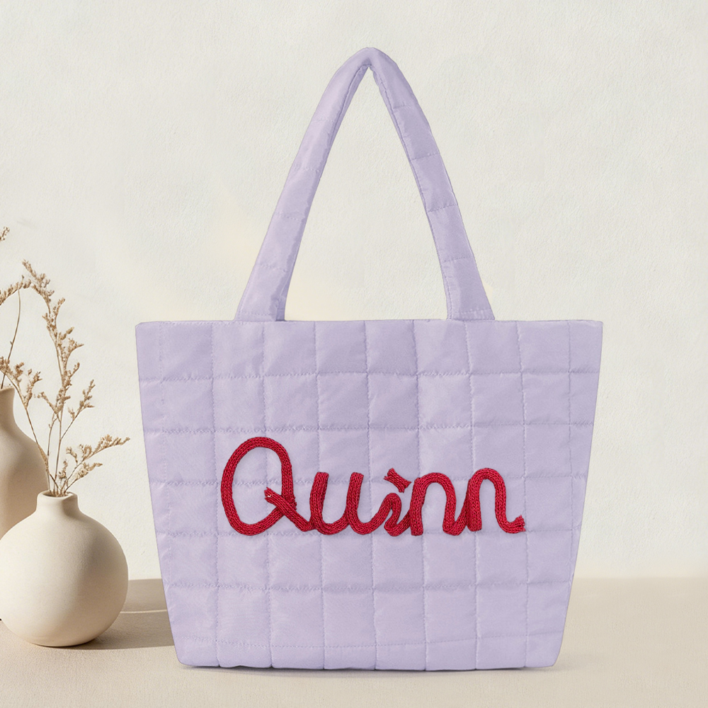 Personalized Hand Embroidered Quilted Nylon Tote Bag for Unique & Love | JNSBag120