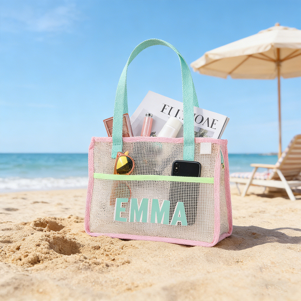 Personalized Monogram Beach Mesh Tote Bag for Unique & Love | JNSBag130