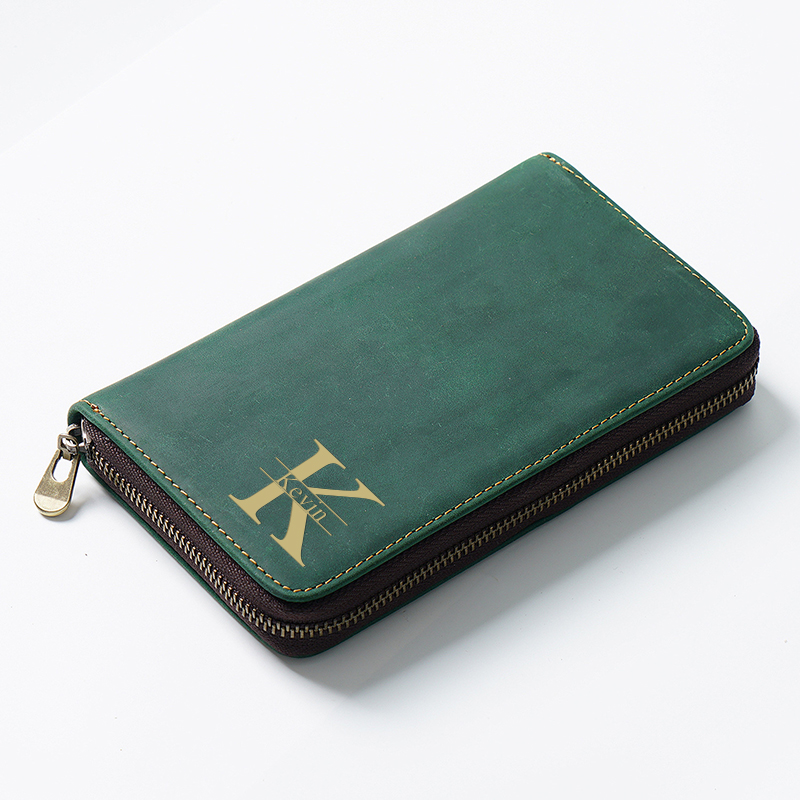 Personalized Monogrammed Genuine Leather Pen Holder Organizer with Zipper | JNSBag44