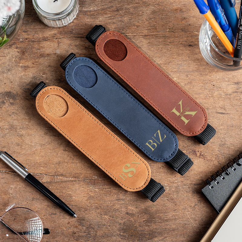 Personalized Monogrammed Adjustable Pen Leather Sleeve Holder | JNSBag45