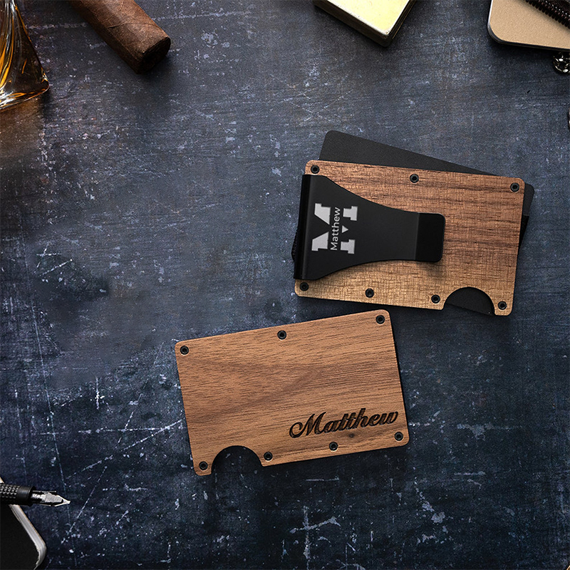 Personalized Monogrammed Engraved Minimalist Slim Wallet | JNSBag58