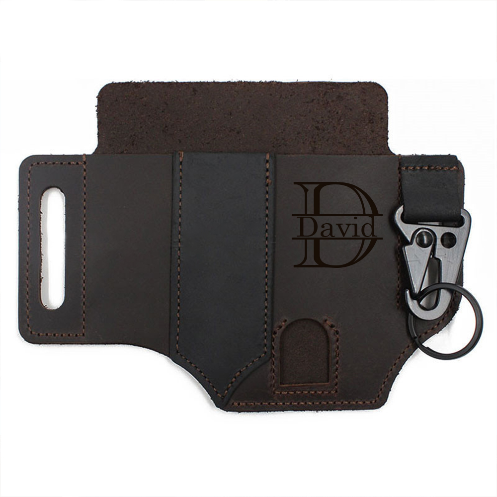 Personalized Name Engraved Multifunction Genuine Leather Belt Buckle Holder | JNSBag58