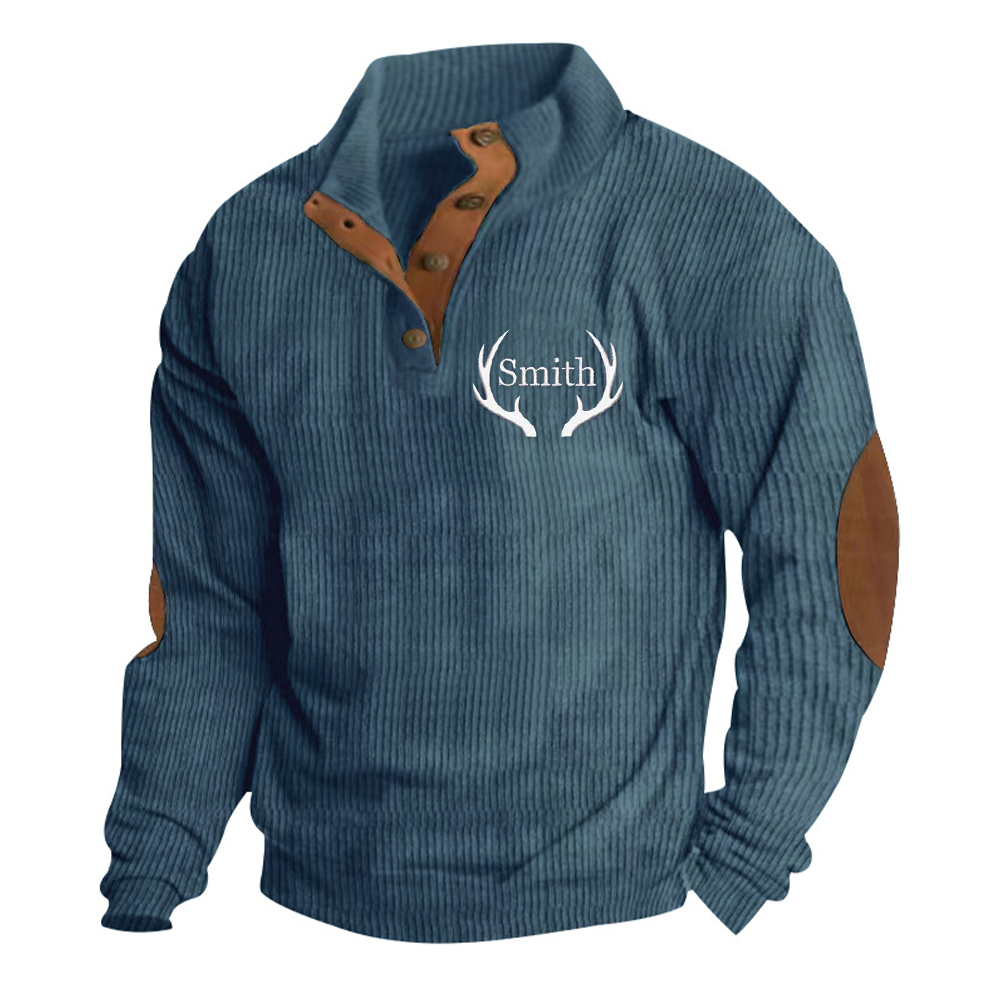 Personalized Monogram Embroidered Corduroy Men Sweatshirt | JNSCloth39