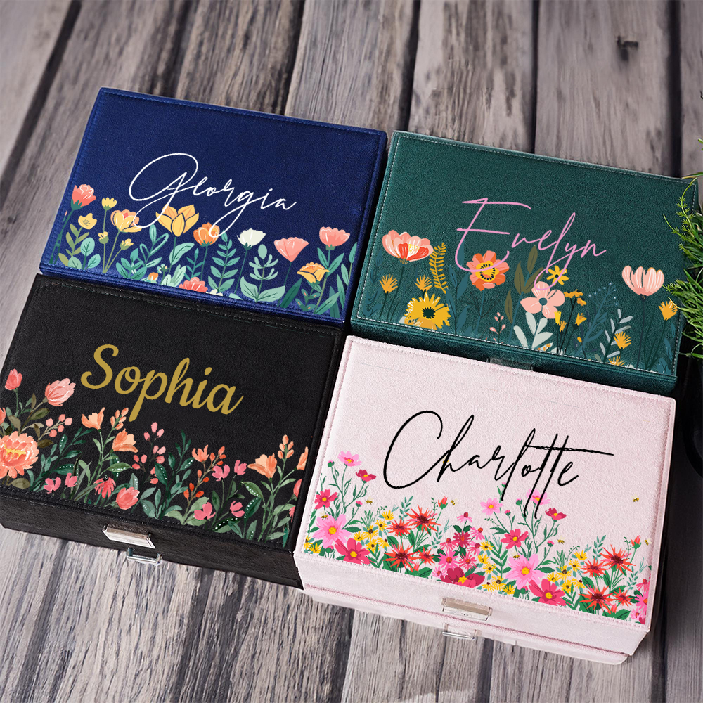 Personalized Name Velvet Jewelry Box with Drawer | JNSCase02