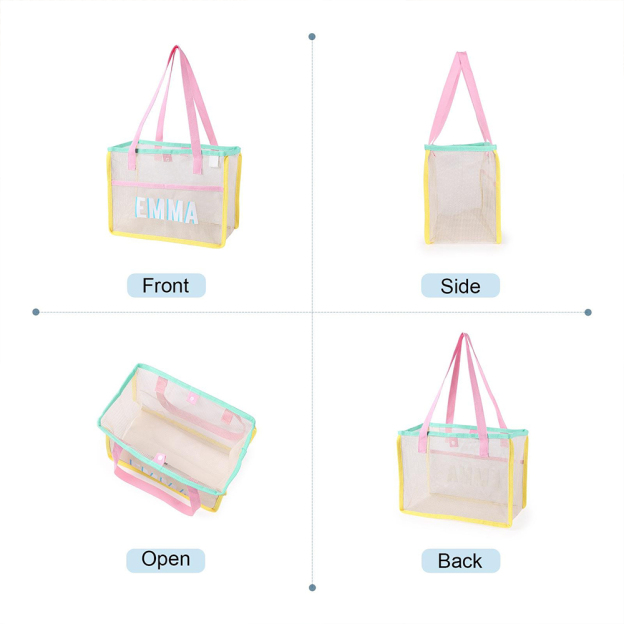 Personalized Monogram Beach Mesh Tote Bag for Unique & Love | JNSBag130