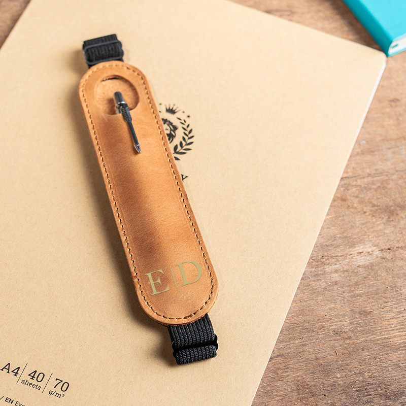 Personalized Monogrammed Adjustable Pen Leather Sleeve Holder | JNSBag45