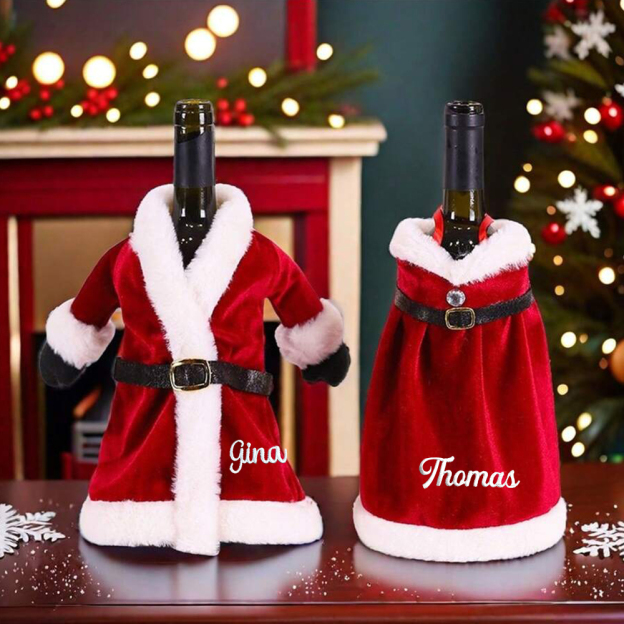 Personalized Embroidered Christmas Red Wine Bottle Sleeve Cover for Decoration | JNSDec105