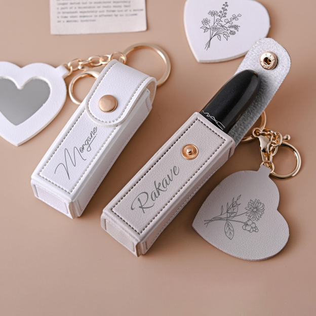 Personalized Lipstick Bag Keychain with Mirror for Unique & Love | JNSBag101