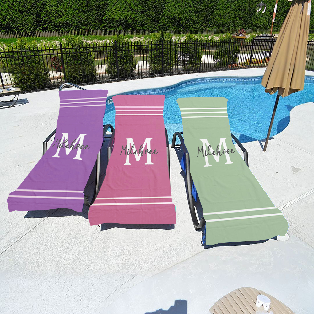 Personalized Name Beach Chair Cover Towel with Side Pockets for Unique & Love | JNSTowel08