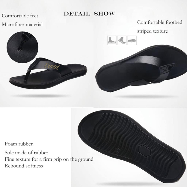 Personalized Engraved Flip Flop Leather Sandals | JNSBeach01