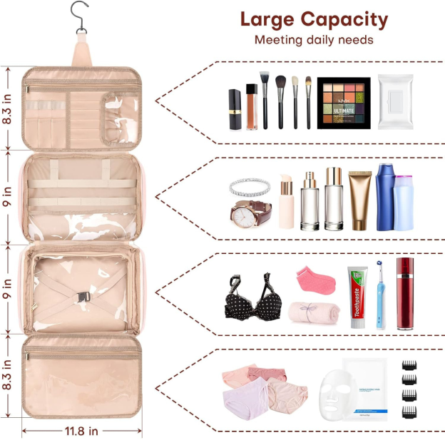 Personalized Name Leather Travel Makeup Bag | JNSBag79