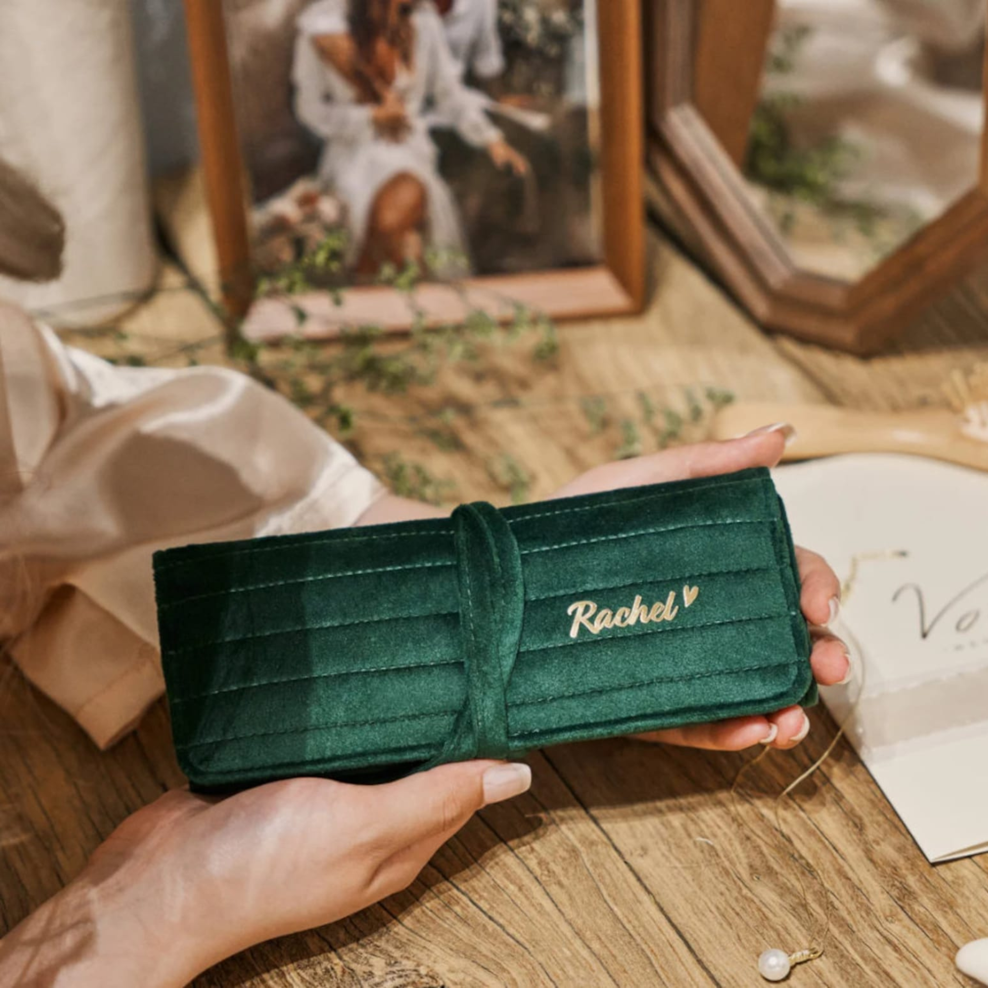 Personalized Monogrammed Velvet Travel Jewelry Rolls | JNSBag77