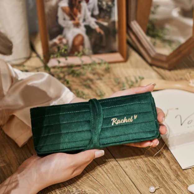 Personalized Monogrammed Velvet Travel Jewelry Rolls | JNSBag77