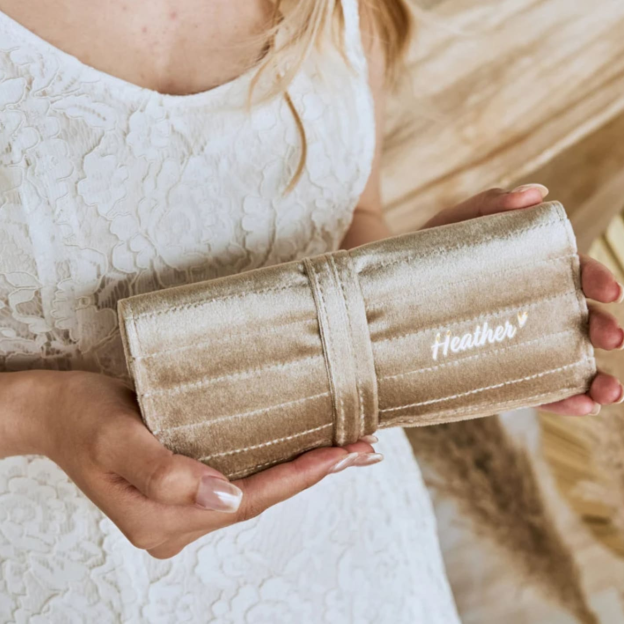 Personalized Monogrammed Velvet Travel Jewelry Rolls | JNSBag77