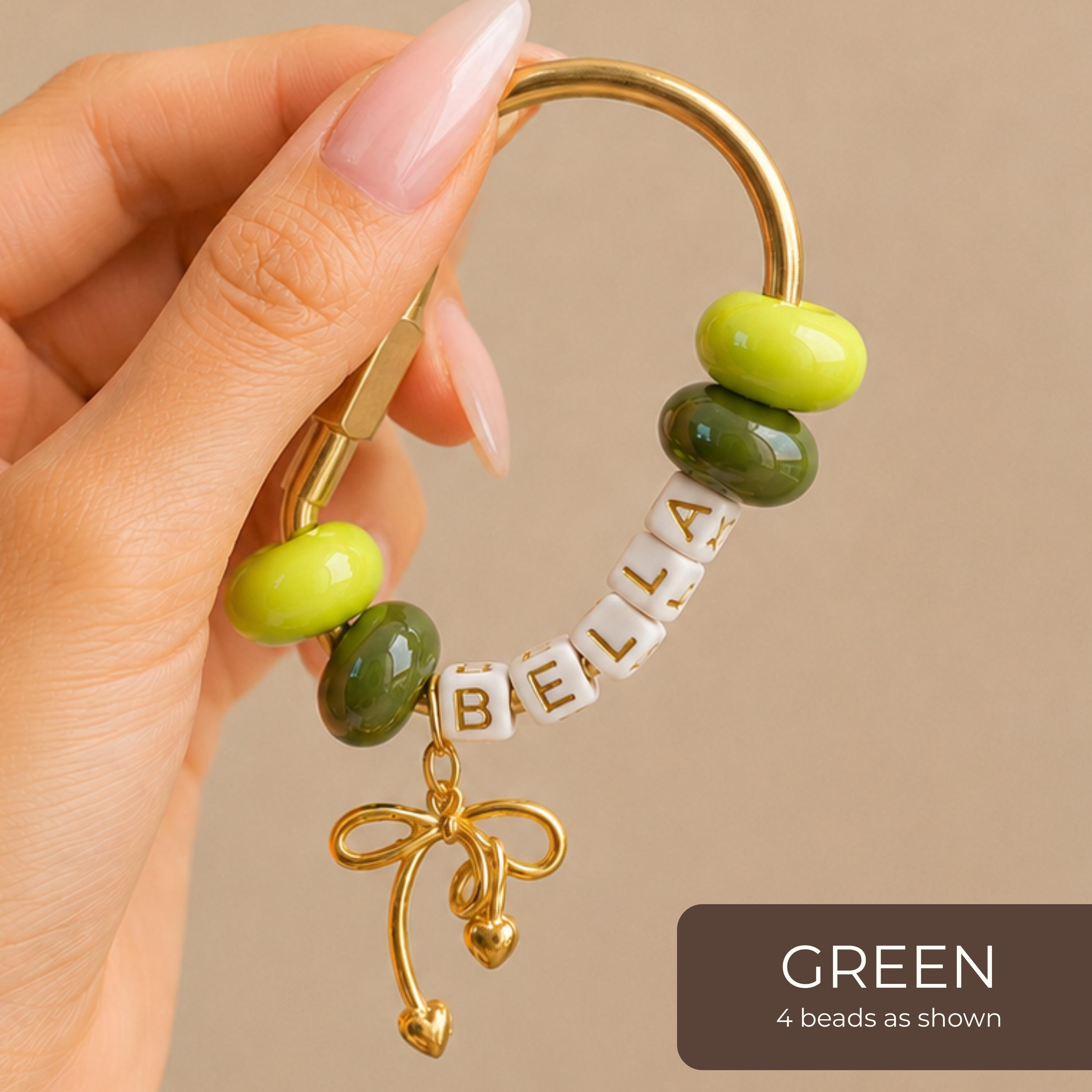 Personalized Name Letter Bead Keychain Bag Charms for Unique and Love | JNSDec225