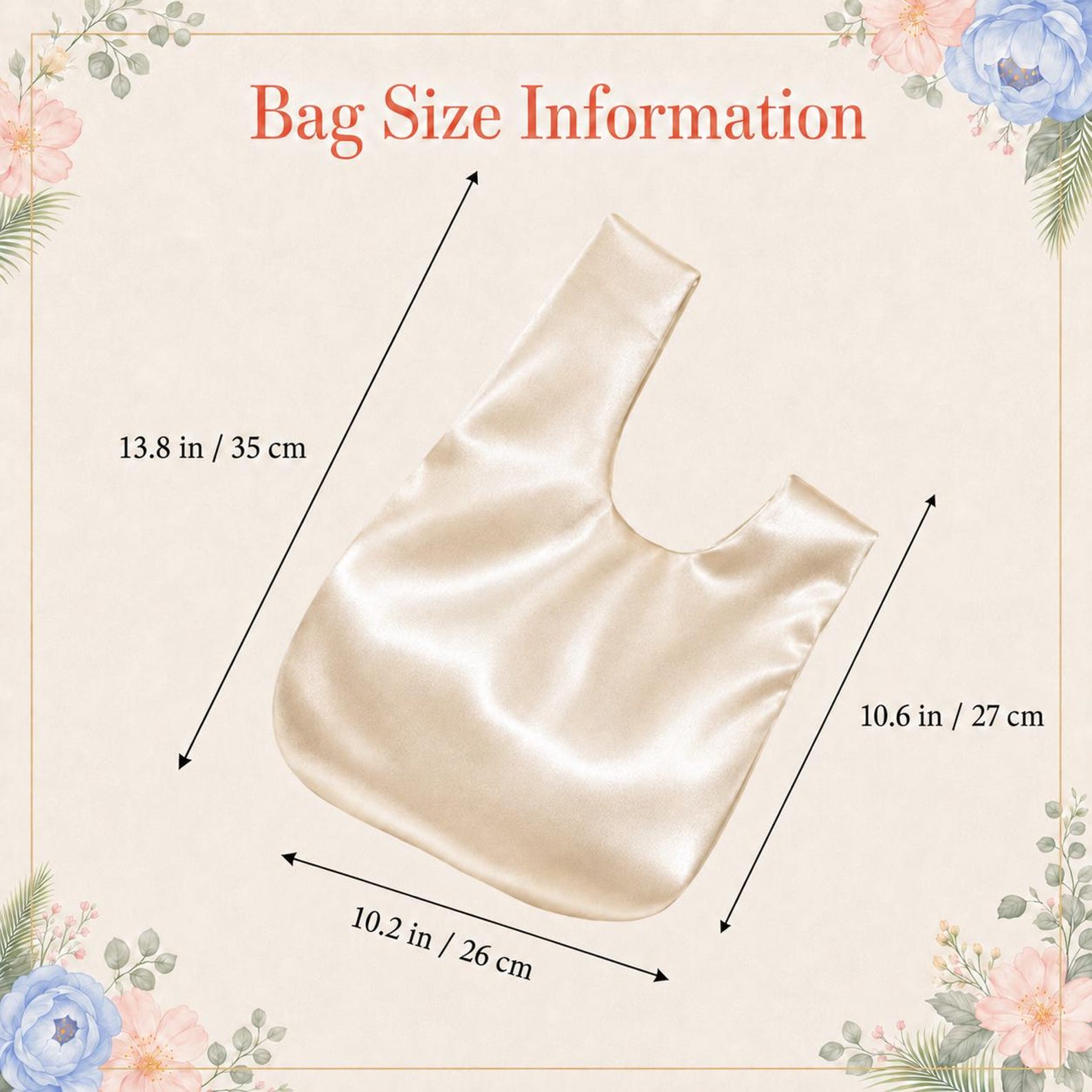 Personalized Name Embroidered Silk Knot Bag With Tulip Accent Satin Wristlet | JNSBag148