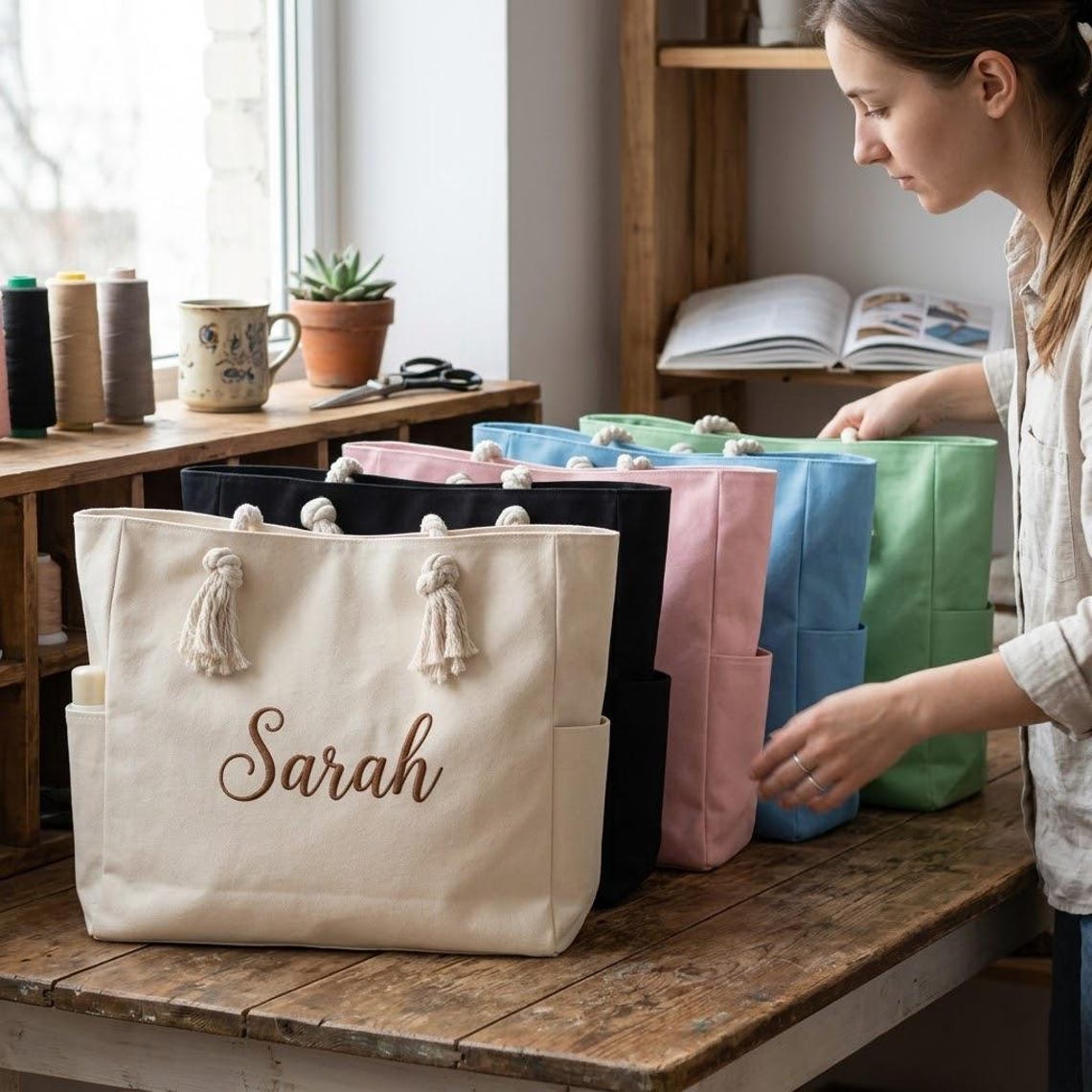 Personalized Embroidered Ocean Soul Beach Canvas Bag for Unique & Love | JNSBag127