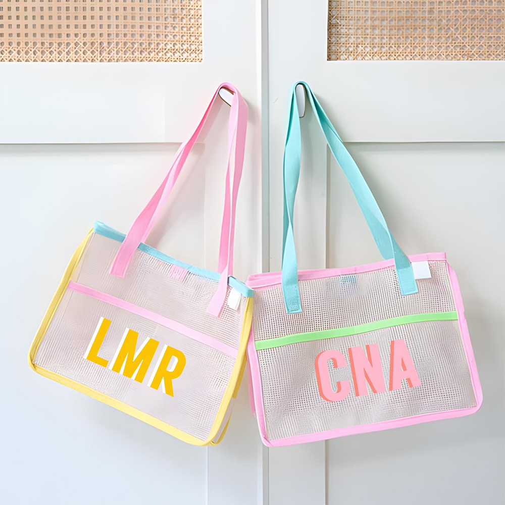 Personalized Monogram Beach Mesh Tote Bag for Unique & Love | JNSBag130