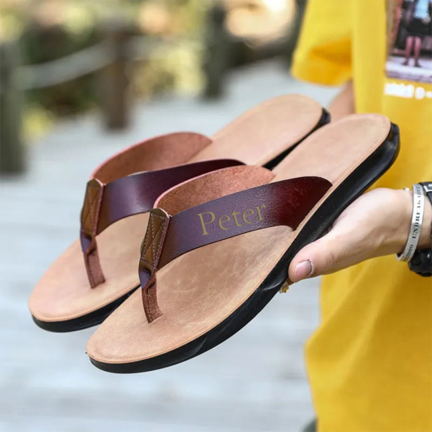 Personalized Engraved Flip Flop Leather Sandals | JNSBeach01