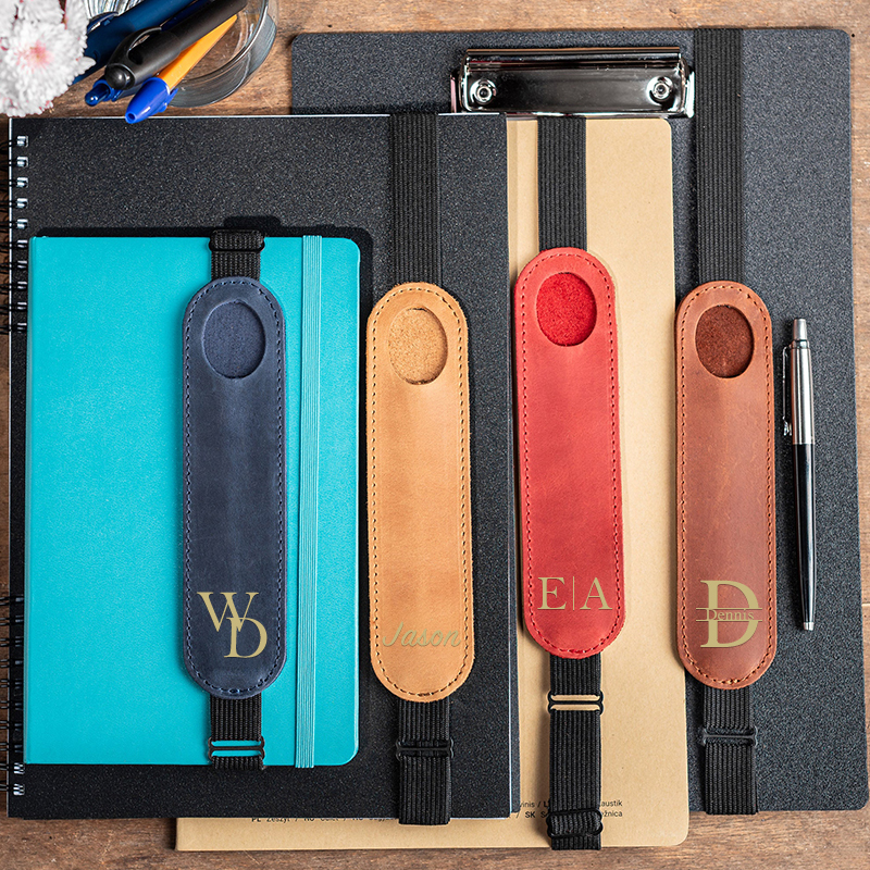 Personalized Monogrammed Adjustable Pen Leather Sleeve Holder | JNSBag45