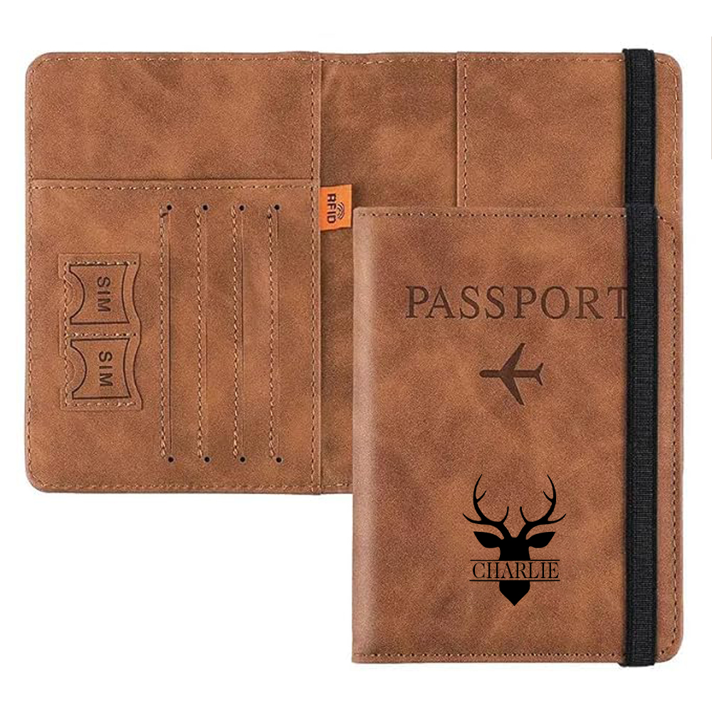 Personalized Monogram Leather Passport Cover with RFID Blocking | JNSCase01