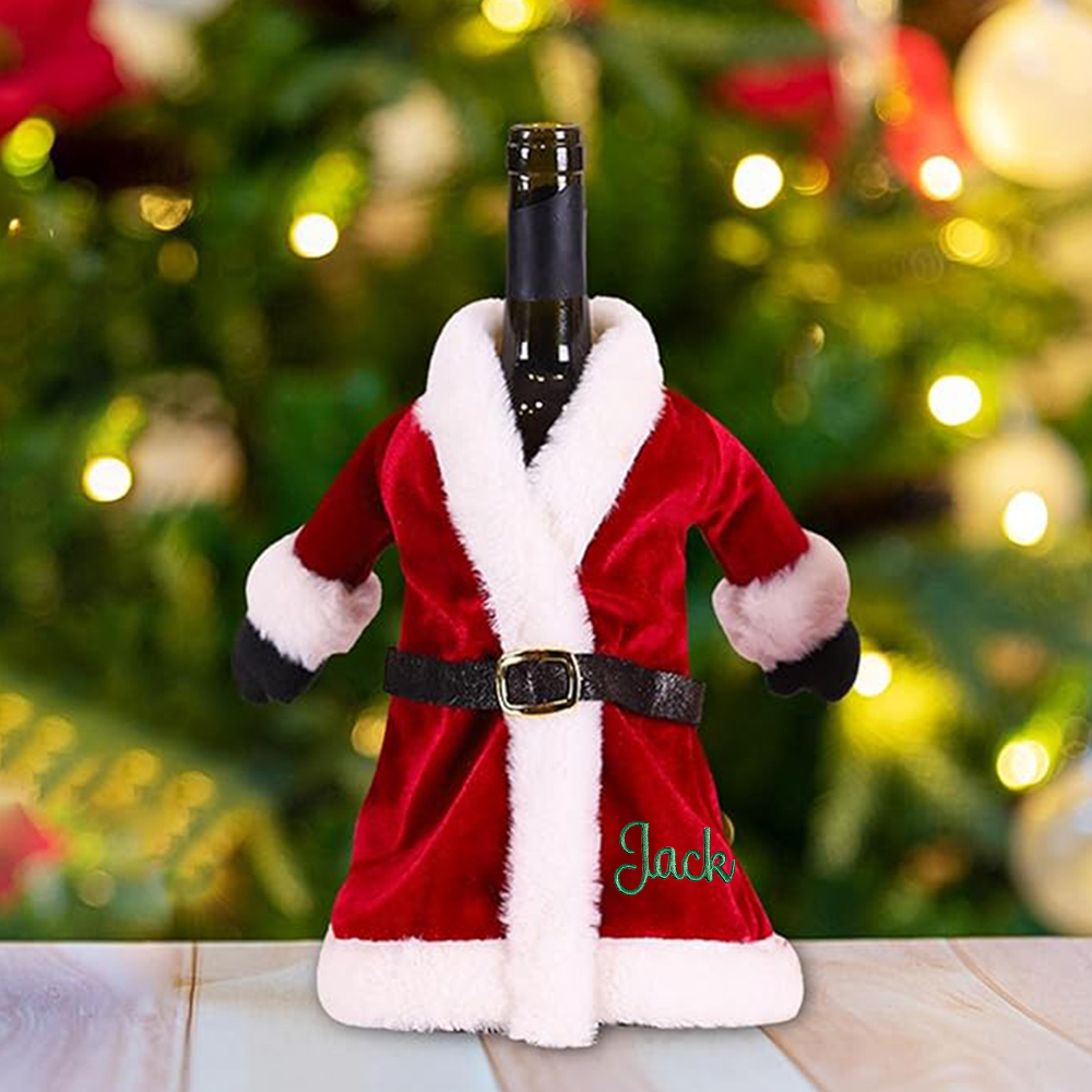 Personalized Embroidered Christmas Red Wine Bottle Sleeve Cover for Decoration | JNSDec105