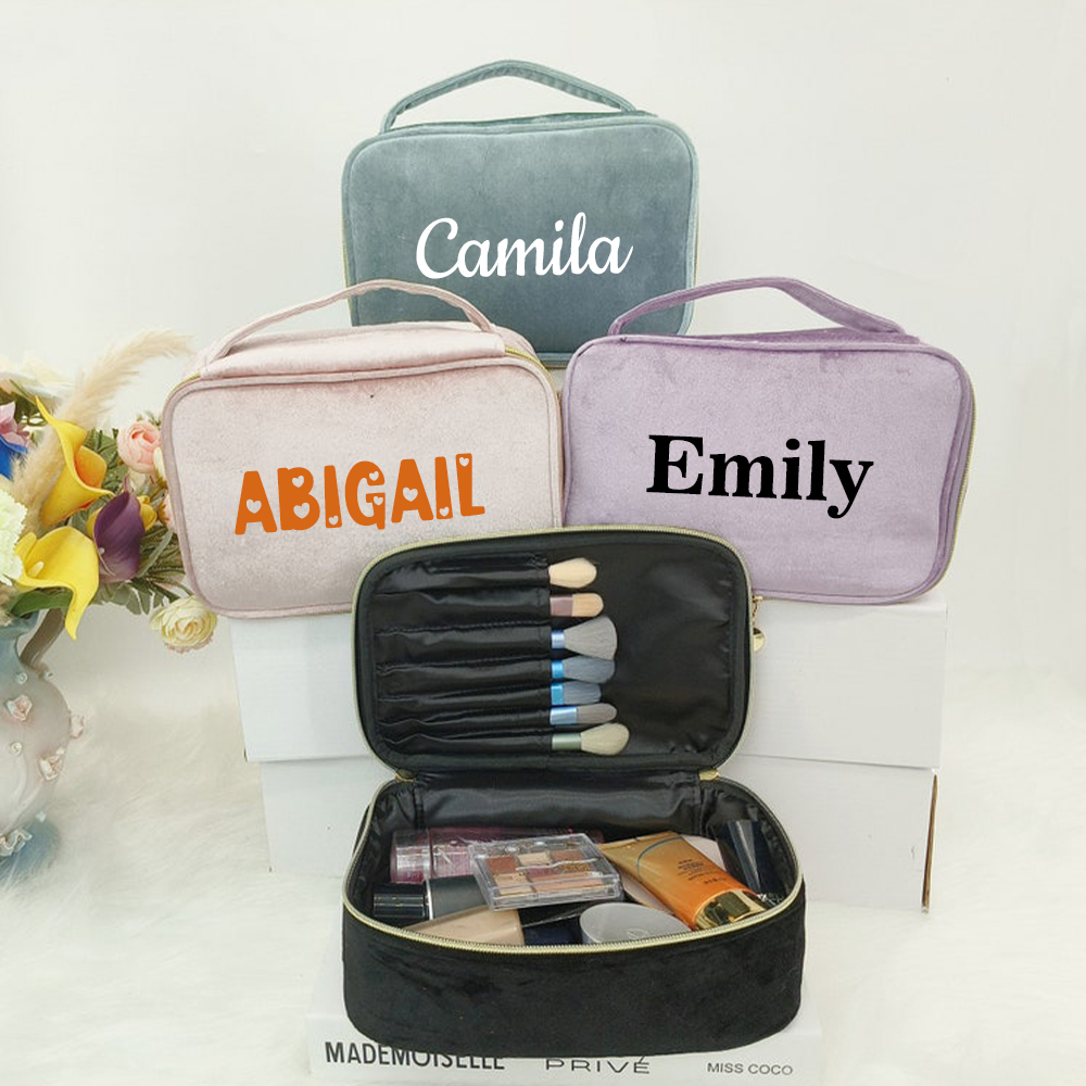 Personalized Name Velvet Makeup Bag | JNSBag68