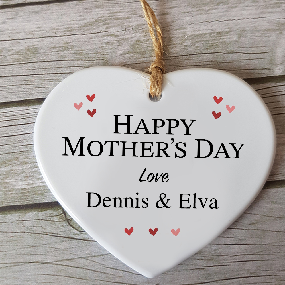 Personalised Mother's Day Ceramic Heart Ornament for Unique & Love | JNSDec125